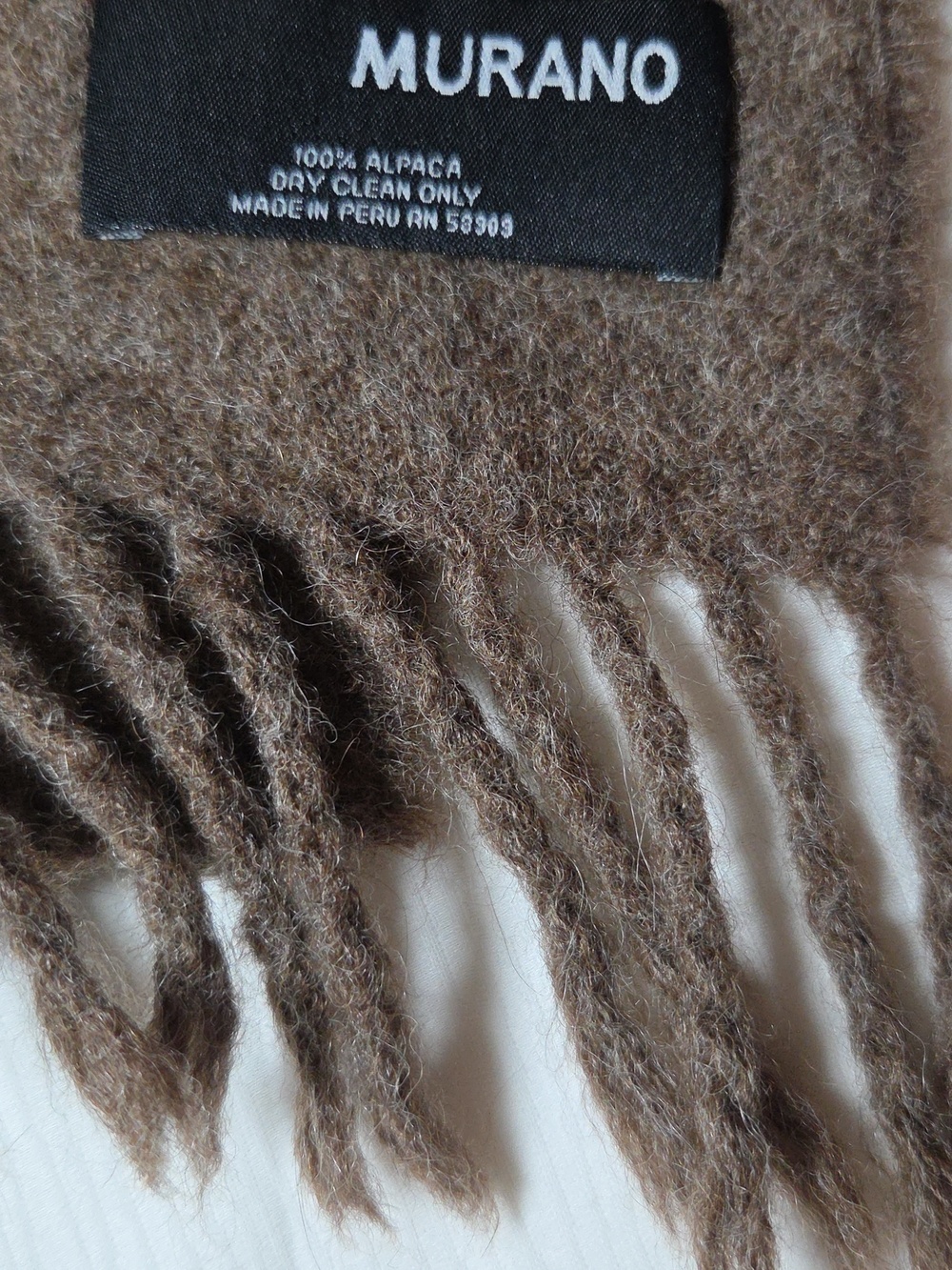 Murano /100% ALPACA Brown Wool Blend Scarf (.12x62) - Picture 2 of 2